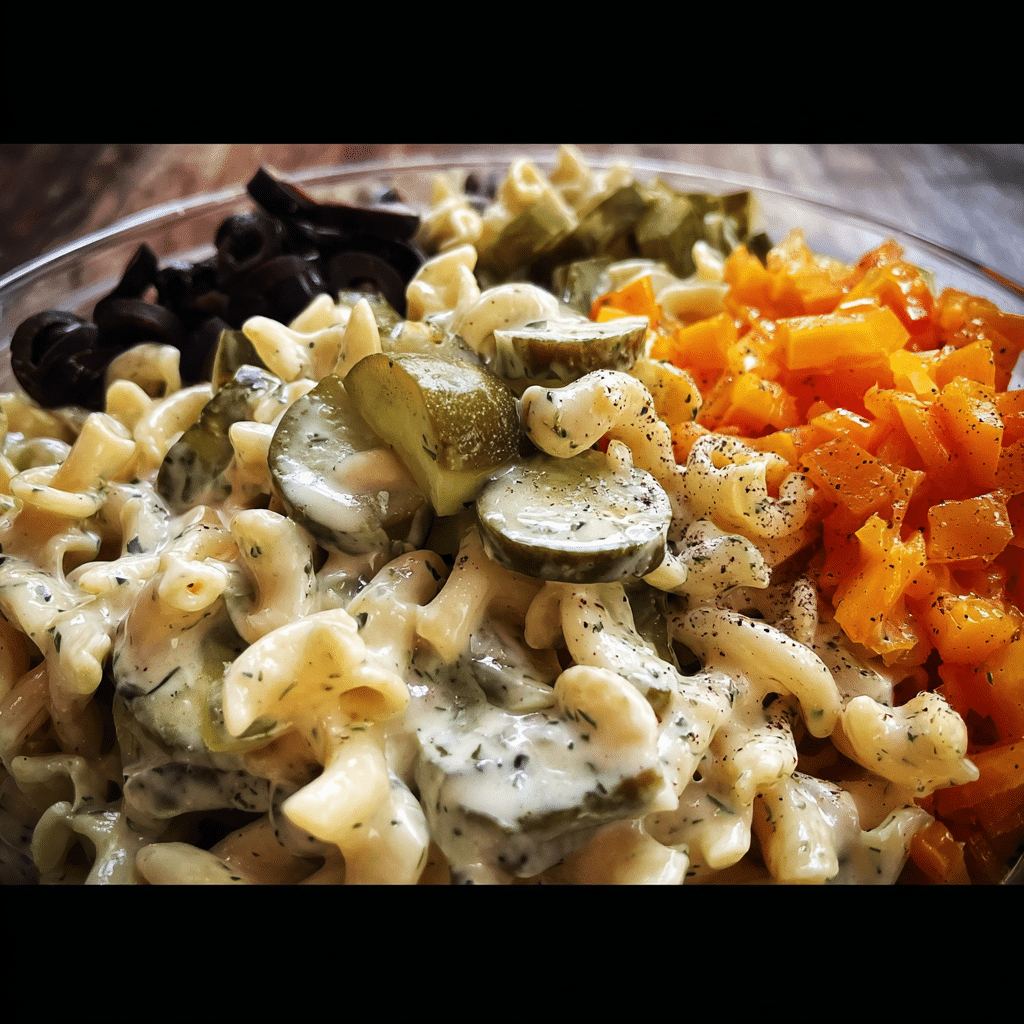 Crowd Pleasing Pickle Pasta Salad