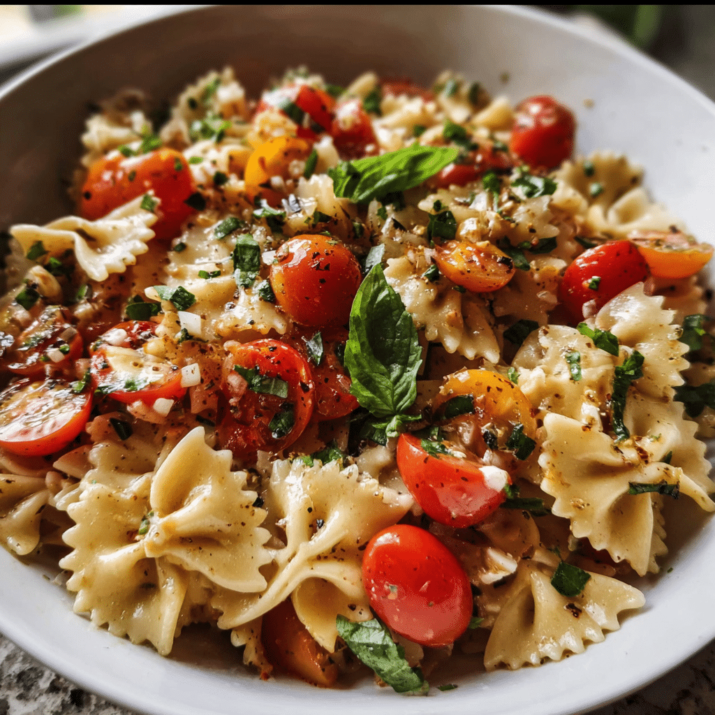Delicious Bruschetta Pasta Salad