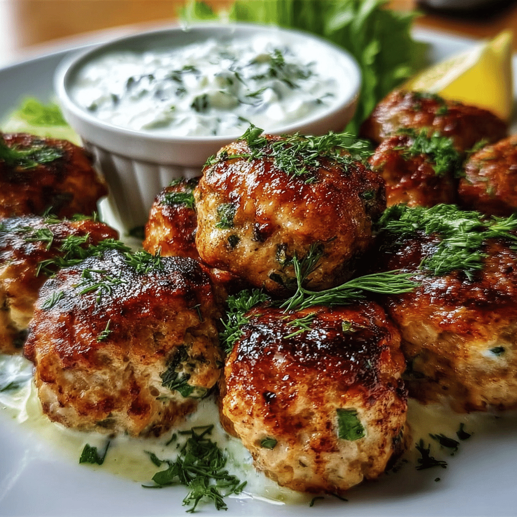 Greek Chicken Meatballs With Tzatziki Sauce