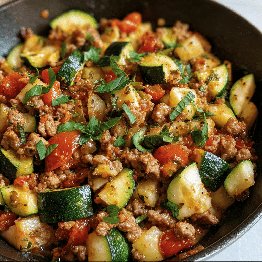 Ground Turkey And Zucchini Skillet