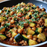 Ground Turkey Zucchini Chickpea Skillet