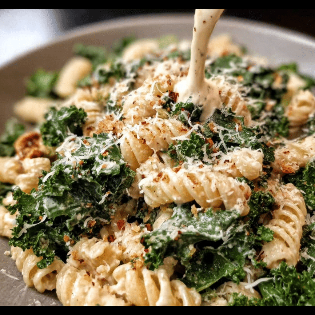 Kale Caesar Pasta Salad
