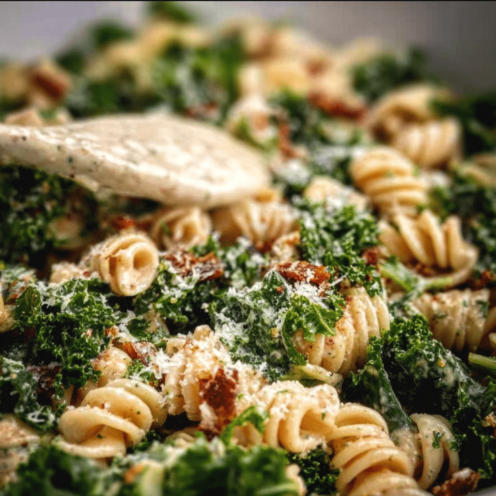 Kale Caesar Pasta Salad