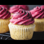 Lemon Poppy Seed Cupcakes With Blackberry Frosting