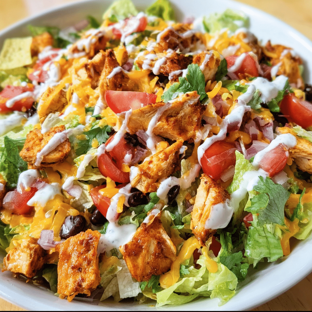 Loaded Chicken Taco Salad With Creamy Lime Cilantro