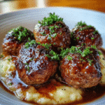 Salisbury Steak Meatballs With Garlic Herb