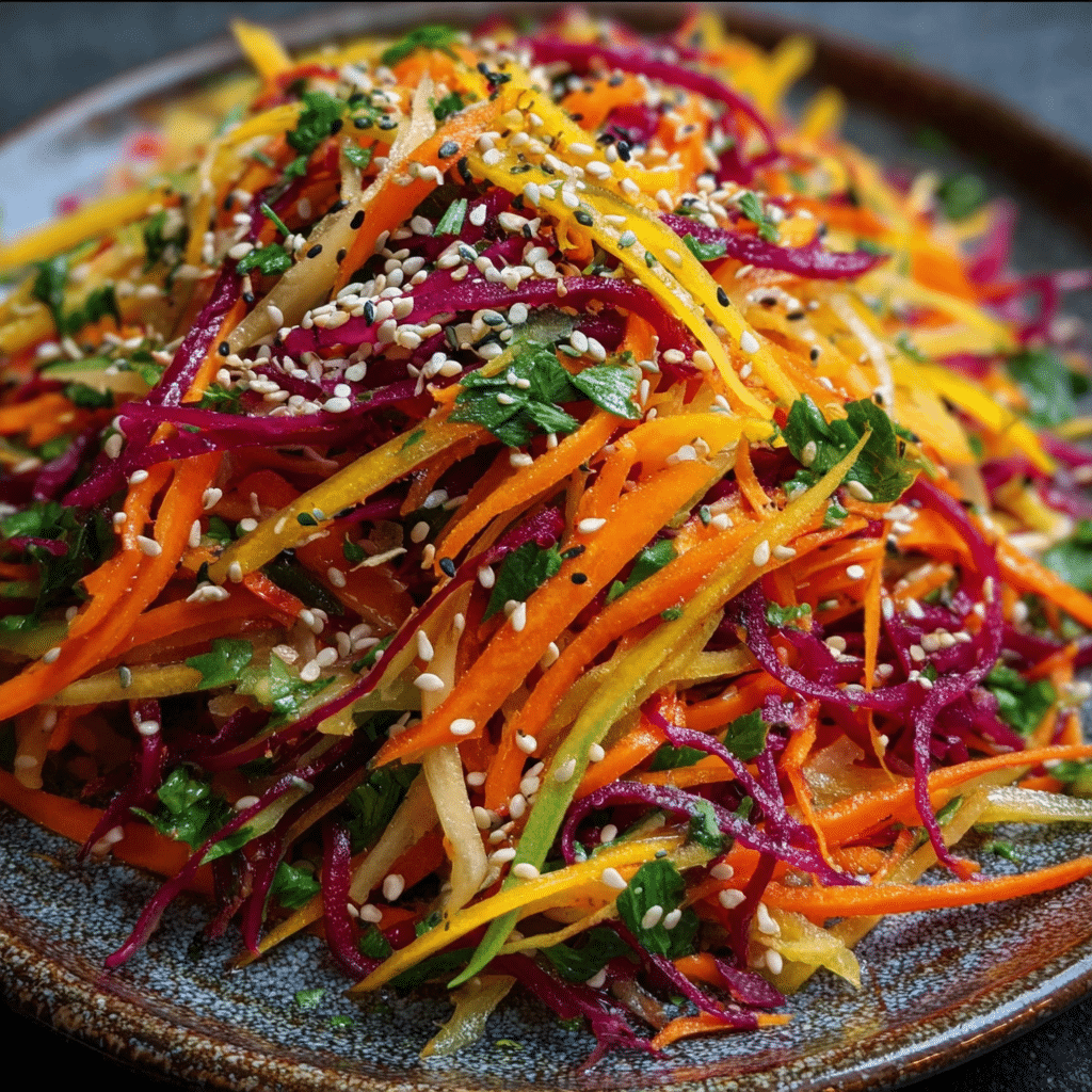 Shaved Rainbow Carrot Sesame Salad