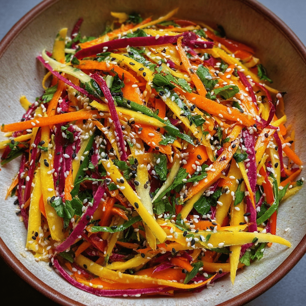 Shaved Rainbow Carrot Sesame Salad
