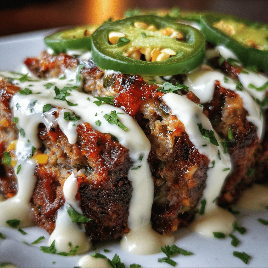 Smoky Jalapeno Popper Meatloaf With Creamy Ranch Drizzle