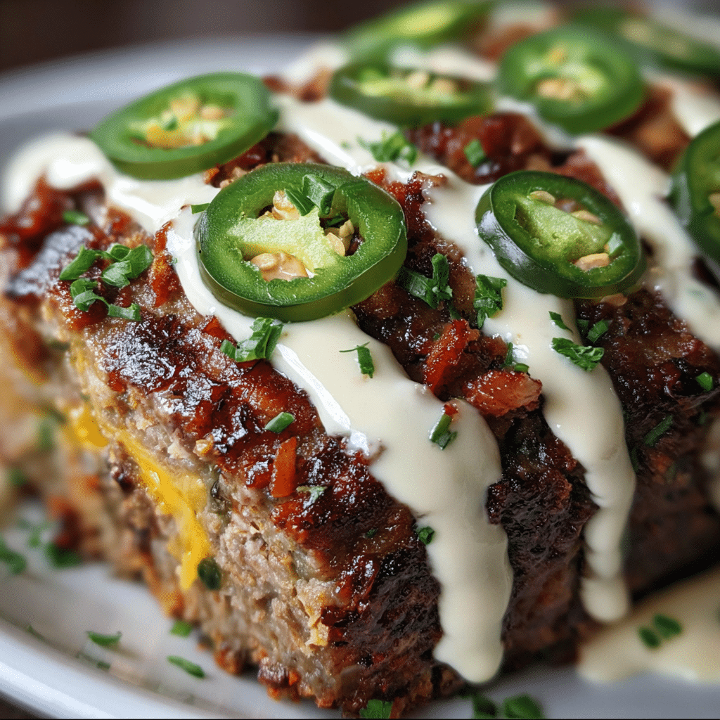 Smoky Jalapeño Popper Meatloaf With Creamy Ranch Drizzle