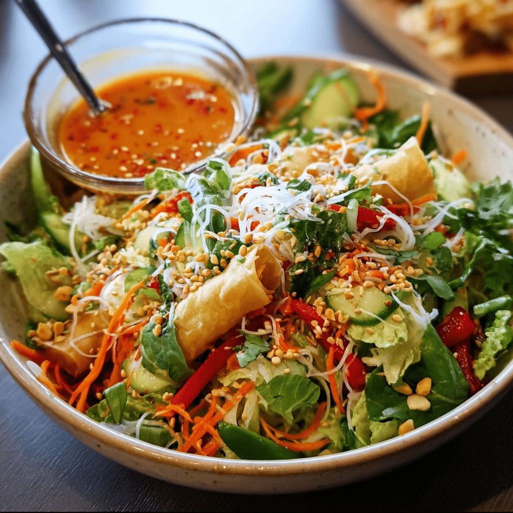 Spring Roll Salad With Spicy Ginger Dressing