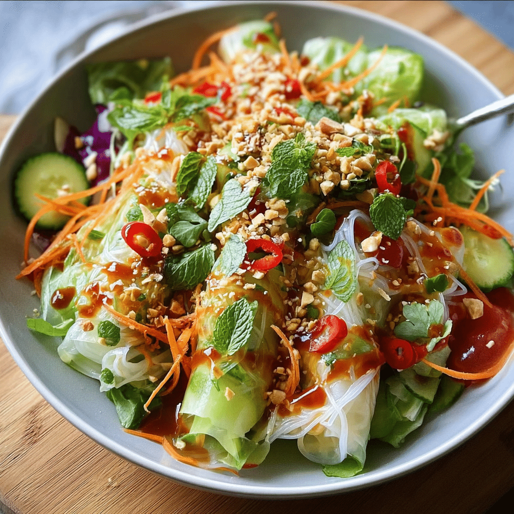 Spring Roll Salad With Spicy Ginger Dressing