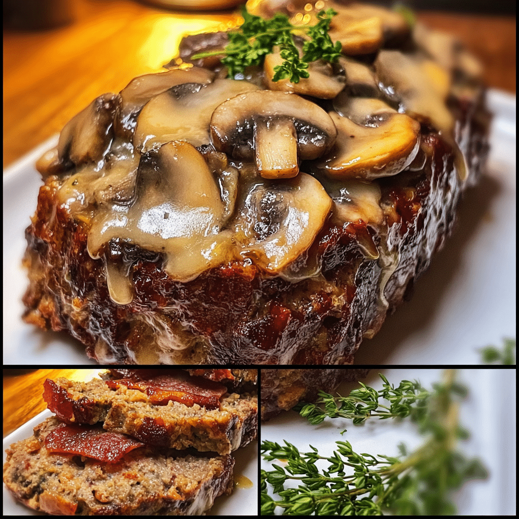 Swiss Bacon Mushroom Meatloaf