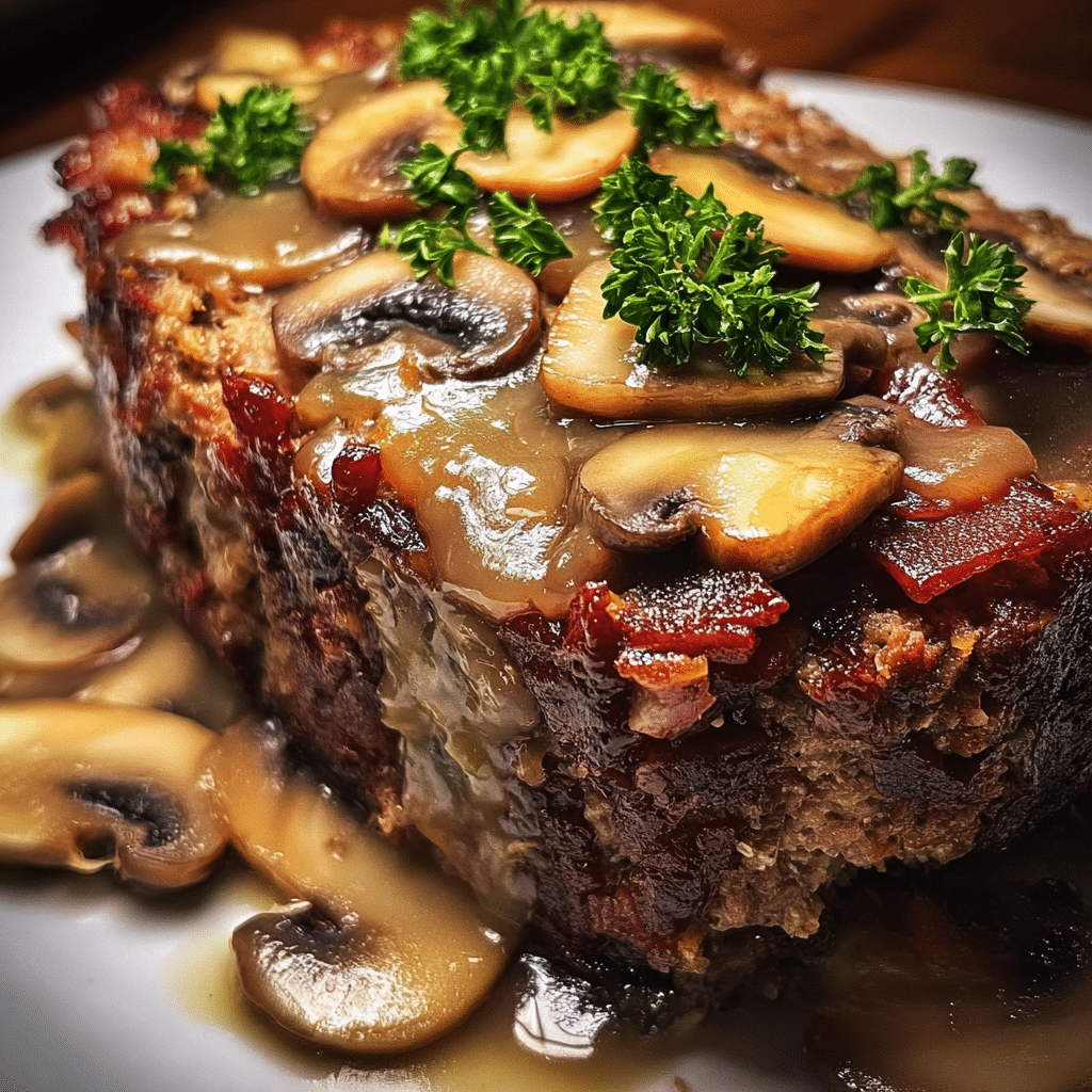 Swiss Bacon Mushroom Meatloaf