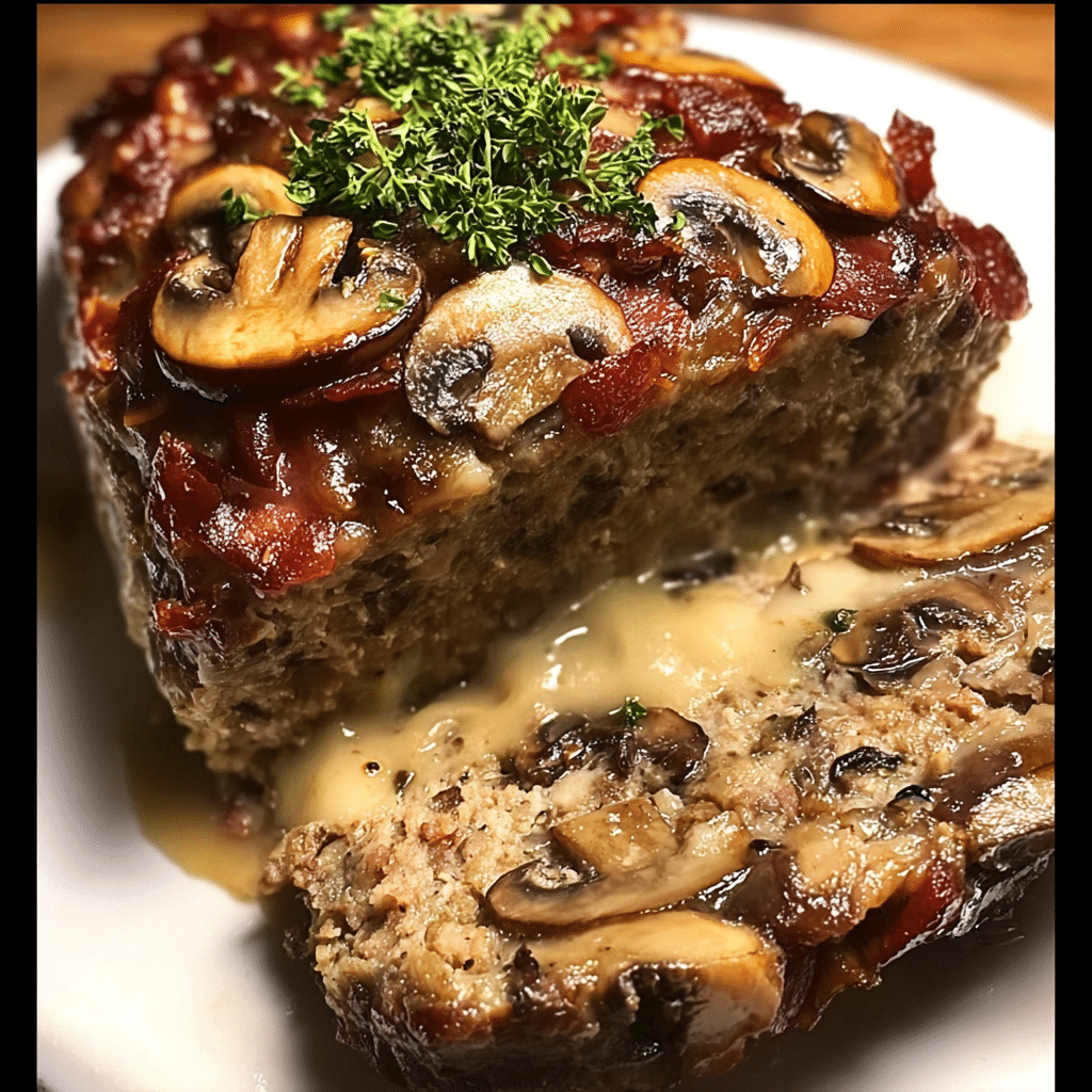 Swiss Bacon Mushroom Meatloaf