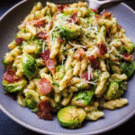 Brussels Sprouts And Bacon Pesto Pasta