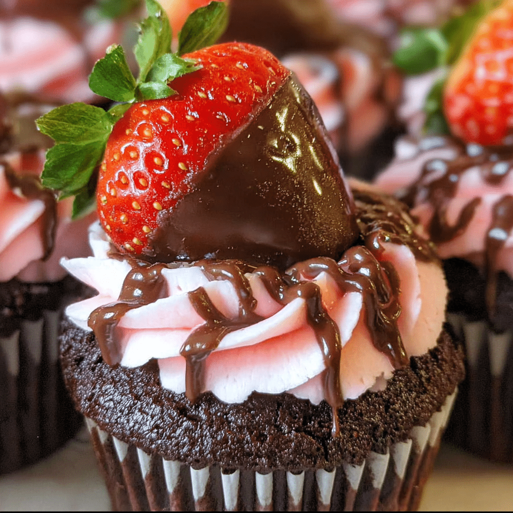 Chocolate Covered Strawberry Cupcakes