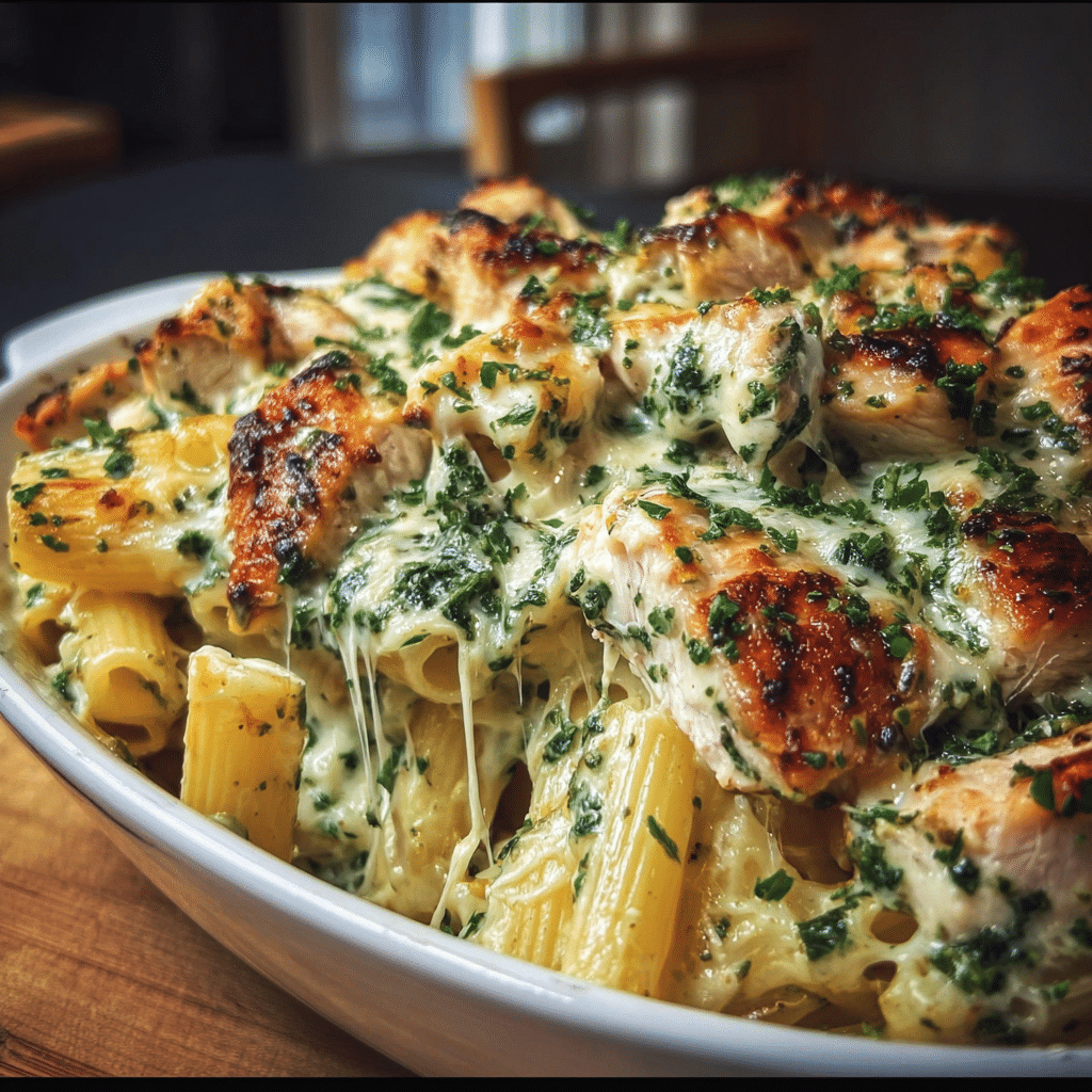 Creamy Pesto Chicken Pasta Bake