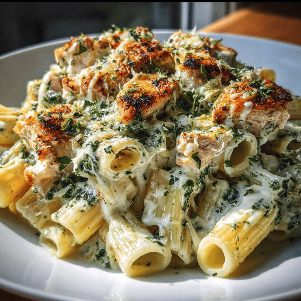 Creamy Pesto Chicken Pasta Bake