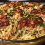 Easy Boursin Orzo Bake