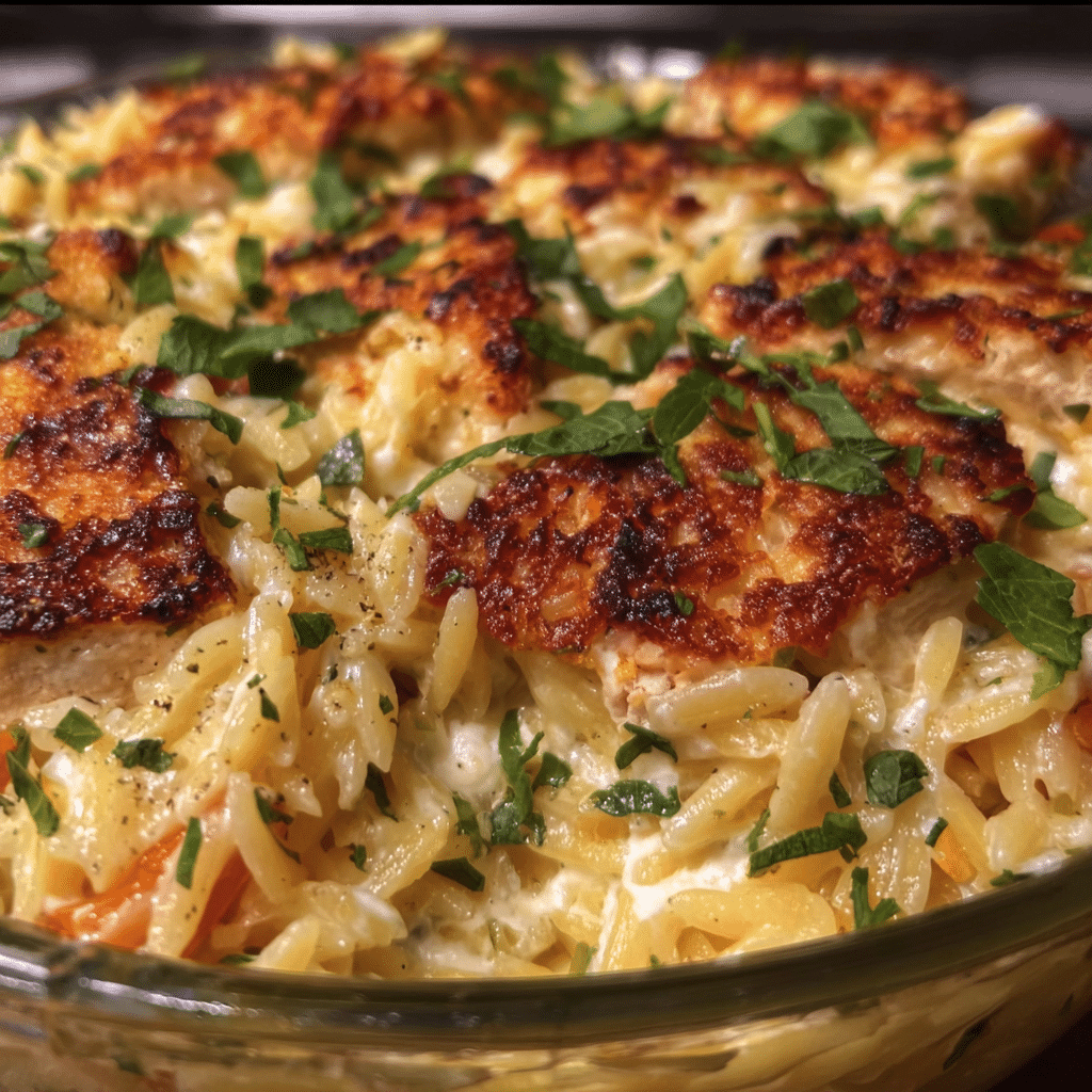 Easy Boursin Orzo Bake