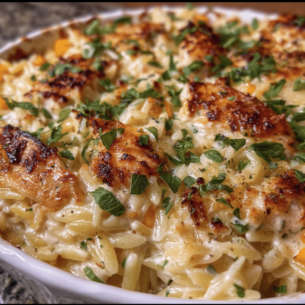 Easy Boursin Orzo Bake