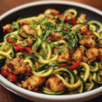 Garlic Chicken Zucchini Noodles Stir Fry