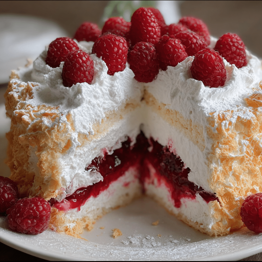 Raspberry Angel Food Cake