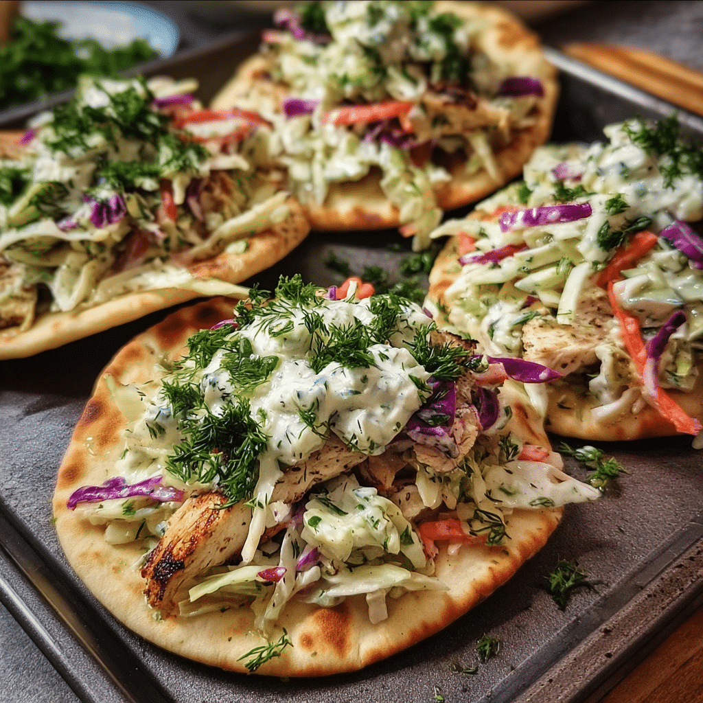 Sheet Pan Chicken Pitas With Fresh Herb Ranch Slaw