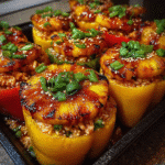 Teriyaki Pineapple Chicken And Rice Stuffed Peppers
