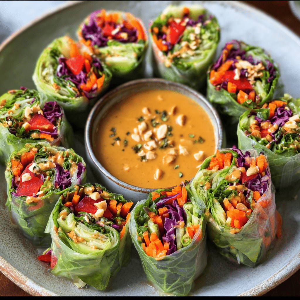 Vegetable Spring Rolls With Peanut Sauce