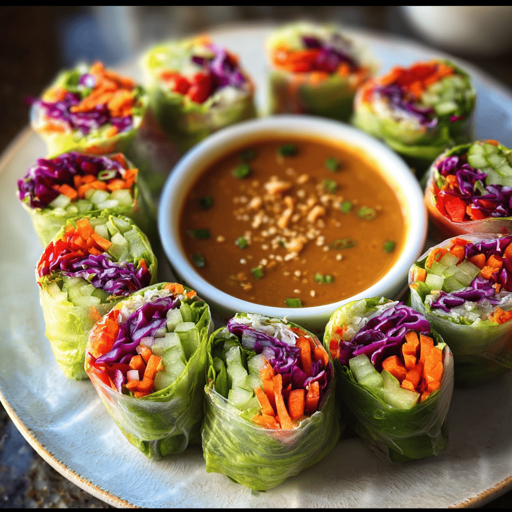 Vegetable Spring Rolls With Peanut Sauce